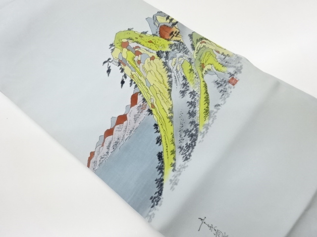 JAPANESE NAGOYA OBI / SHIOZE / HAND PAINTED / SCENERY / ARTIST WORK